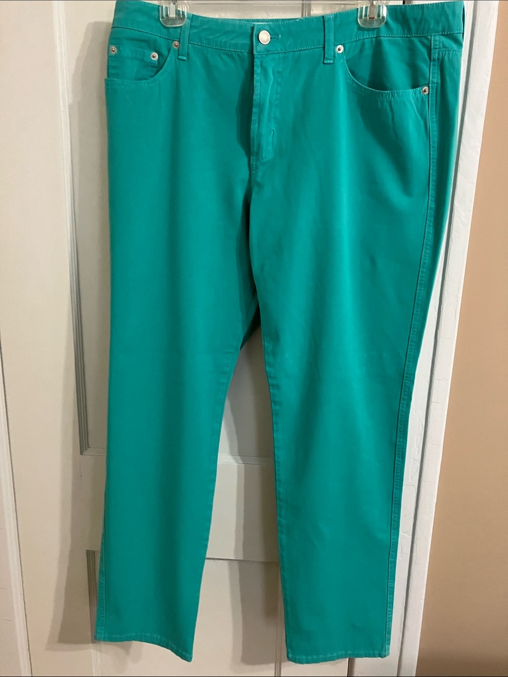 Straight-Leg Women's Jeans in Teal Green